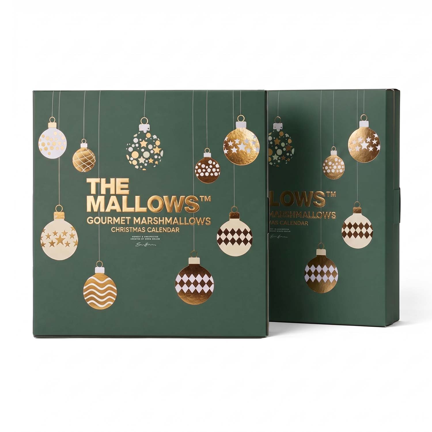 2 x Mixed Mallows Christmas Calendars 1500px Mixed Caramel Filled marshmallows christmas calendar 2026 julekalender med karamelfylde, klassiske skumfiduser og belgisk chokolade Chocolate coated mallows emma bülow for mænd og kvinder
