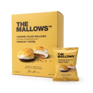 Caramel-Filled-Mallows-Crunchy-Toffee-The-Mallows Marshmallows-chokolade-karamel-Skumfiduser med karamel fyld