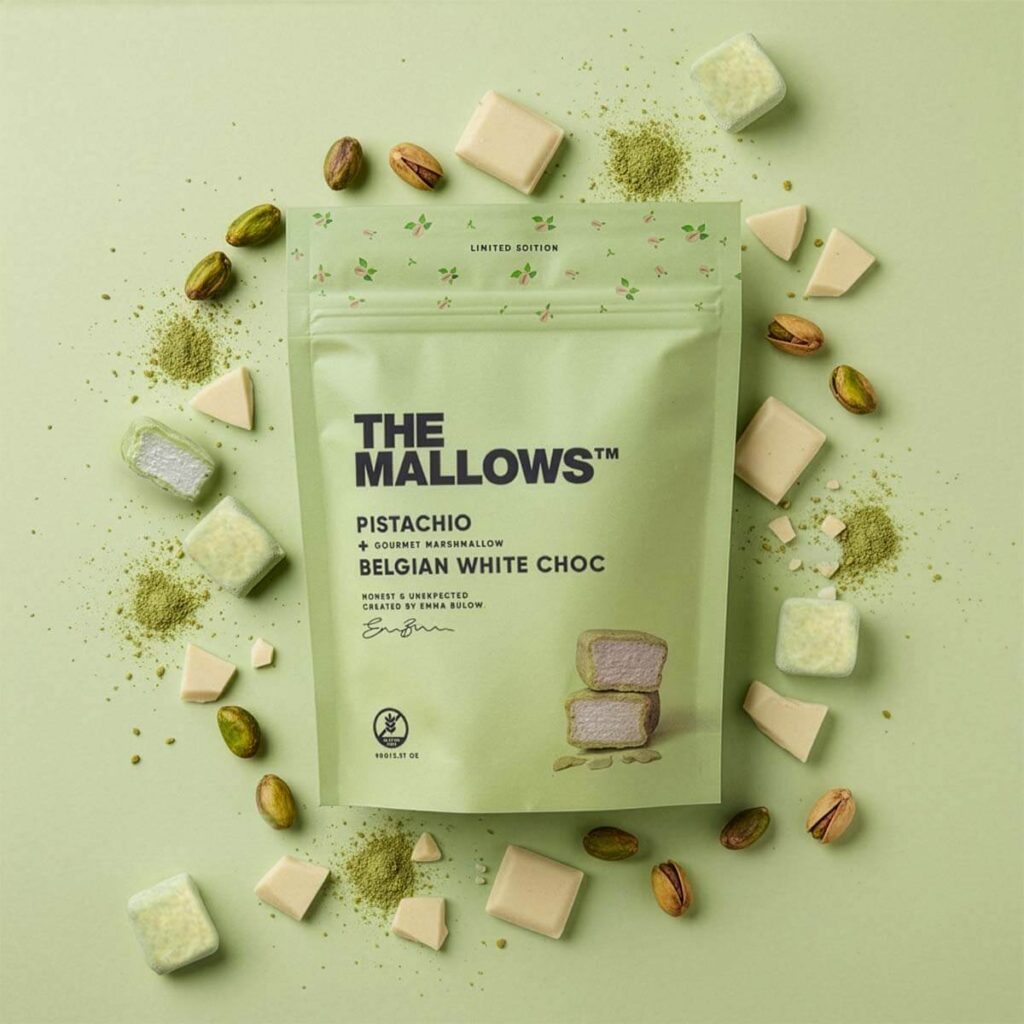 skumfiduser PistacIe hvid belgisk chokolade gourmet mallows marshmallows white belgian chokolate pistachio