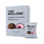 Strawberry Filled Mallows Box Dark Chocolate + Fine Cacao Mallows Jordbærfyldte skumfiduser mørk chokolade kakaopulver Marshmallows Emma Bülow Denmark